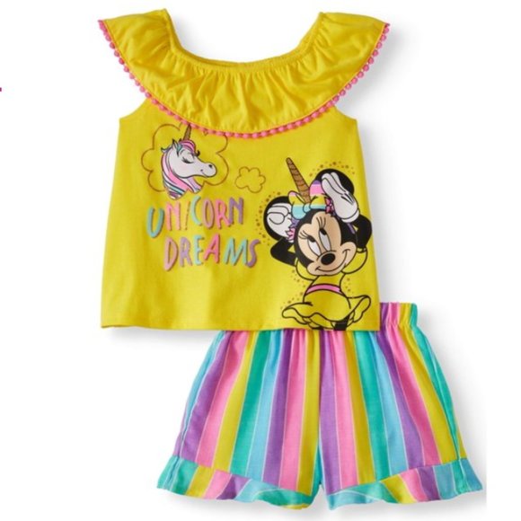 Minnie Mouse Graphic Top and Shorts,2pc Outfit Set - Picture 1 of 10